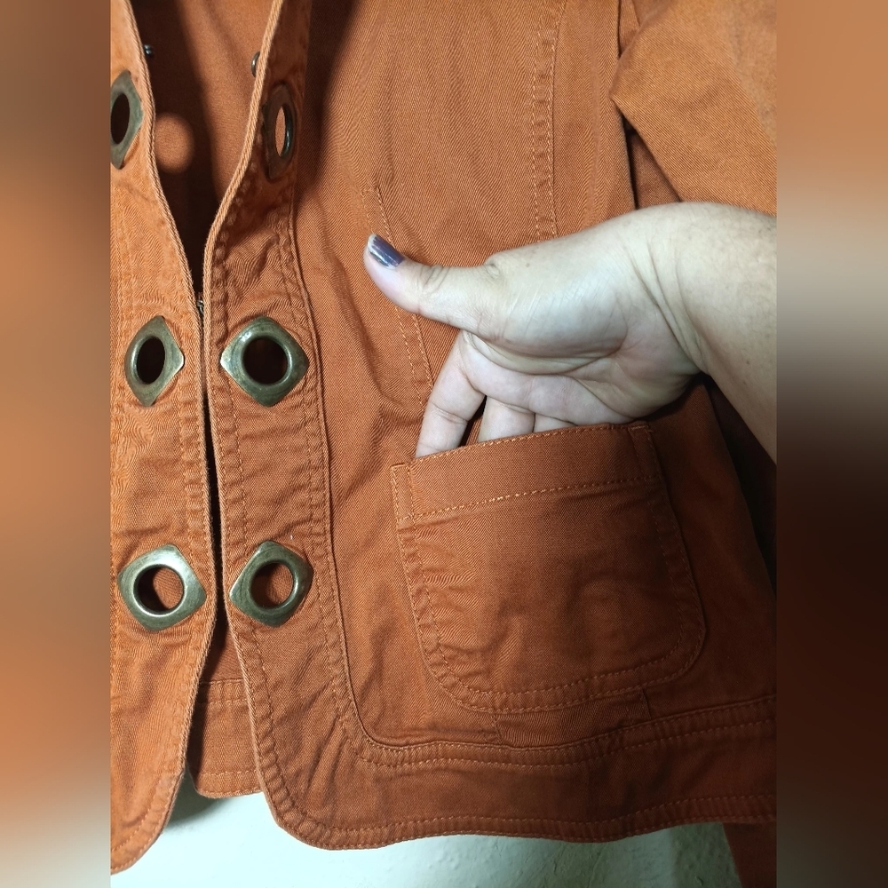 Ami Women's Rust Utility Jacket with Grommet Accents - Picture 5 of 7